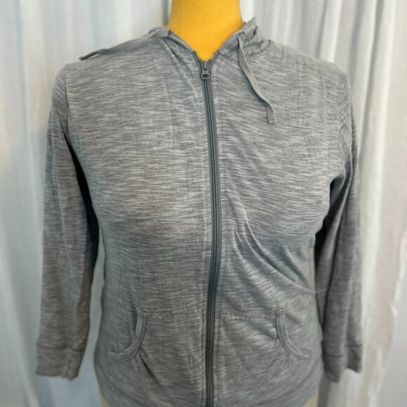 light weight striated grey hoodie - Picture 1 of 4